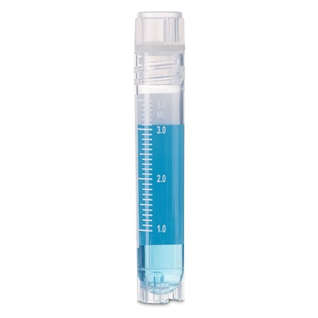 Globe Scientific Cryogenic Vials, 4.0ml, Sterile, Internal Threads, Attached Screwcap with O-ring seal, RB, SS, PG, WS, 500PK 3034-4